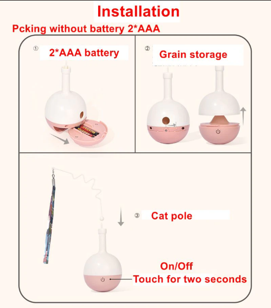Detail van de duurzame, automatische kattenbal; interactief speelgoed dat katten uren vermaakt. Ideaal voor huisdieren.