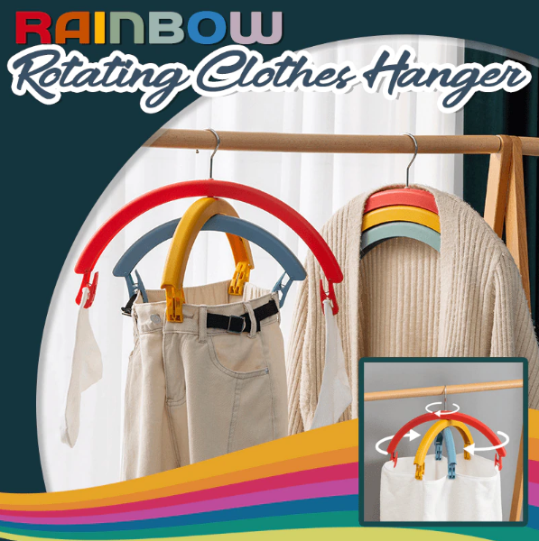 Multifunctionele regenboog kledinghanger met clips; ideaal voor kledingopslag, droogrek & ruimtebesparend design.