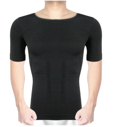Zwart heren compressie T-shirt voor optimale sportprestaties, ideaal als fitnesstop of ondershirt.