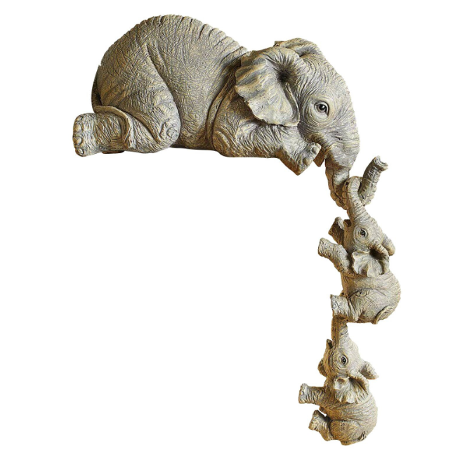 Liefdevol set van 3 olifant beeldjes in hars; perfecte huisdecoratie die geluk en familiebanden symboliseert.