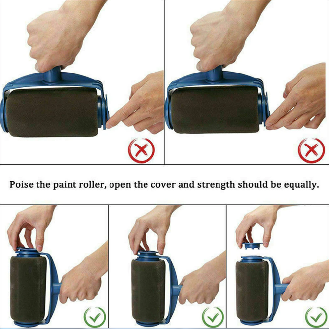 Onderdelen van de Universele Pro Roller verfroller set, herbruikbaar klusgereedschap voor elke doe-het-zelf schilderklus.
