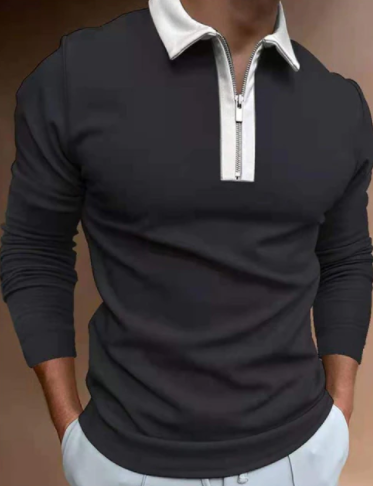 Veelzijdig heren patchwork longsleeve T-shirt. Casual, seizoensloos en modieus.