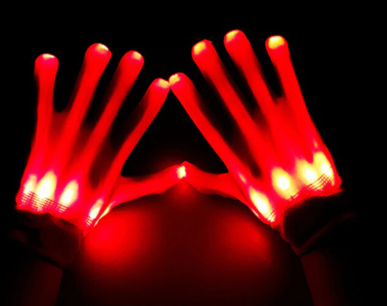 Lichtgevende skelet kinderhandschoenen met LED, perfect voor Halloween verkleedkleding en feesten.