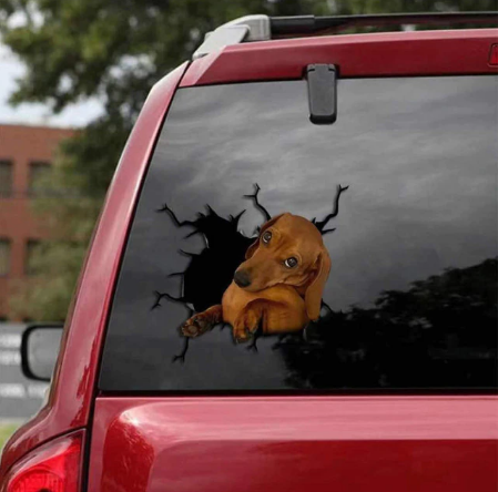 Hondenliefhebber vinyl raamsticker, ideaal als wanddecoratie of auto accessoire, eenvoudig aan te brengen.