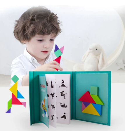 Educatieve magnetische legpuzzel van hout. Ontworpen voor hand-oogcoördinatie en spelenderwijs leren voor kleuters.