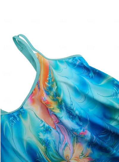 Modieuze dames tankini top en broekje in trendy blauw. Comfortabele badmode voor strand of zwembad.