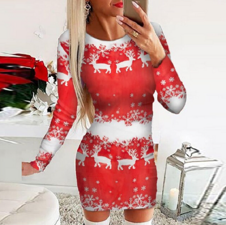 Elegante dames avondjurk, beschikbaar in rood of zwart, ideaal als kerstjurk of voor andere feesten.