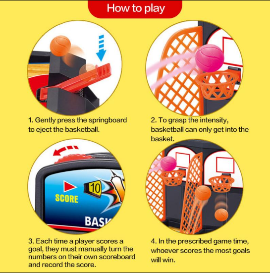 Kleurrijk mini basketbalspel van ABS voor uren interactief binnenspel; leerzaam en leuk speelgoed voor kinderen.