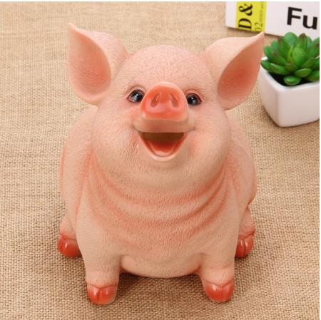 Schattig roze spaarvarken van hars voor kinderen, ideaal om spelenderwijs te leren sparen. Leuk educatief cadeau.
