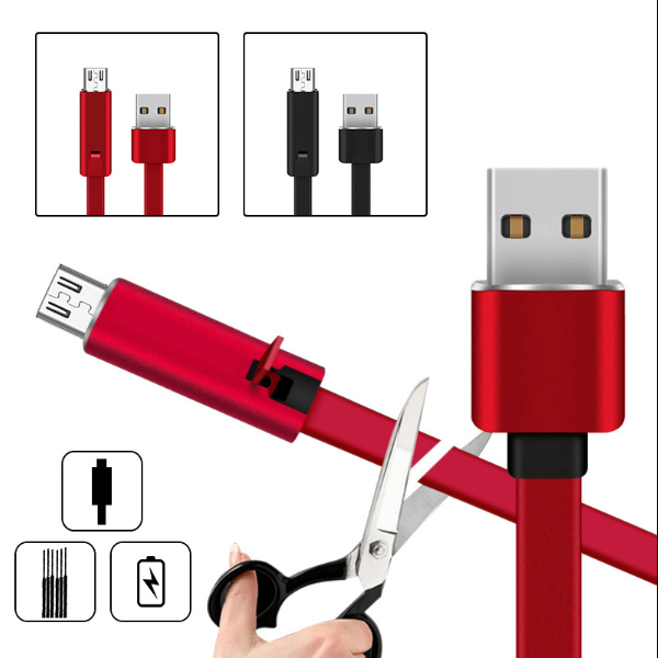 Innovatieve zelfherstellende oplaadkabel, flexibel en universeel voor smartphones. Snellaadfunctie inbegrepen.