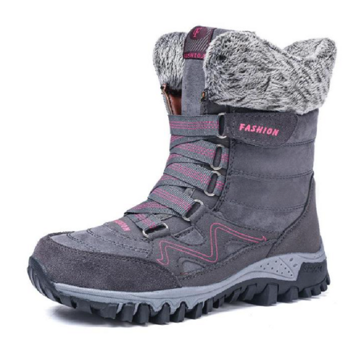 Paartje warme dames winterlaarzen, comfortabele en sneeuwbestendige schoenen voor koude dagen.