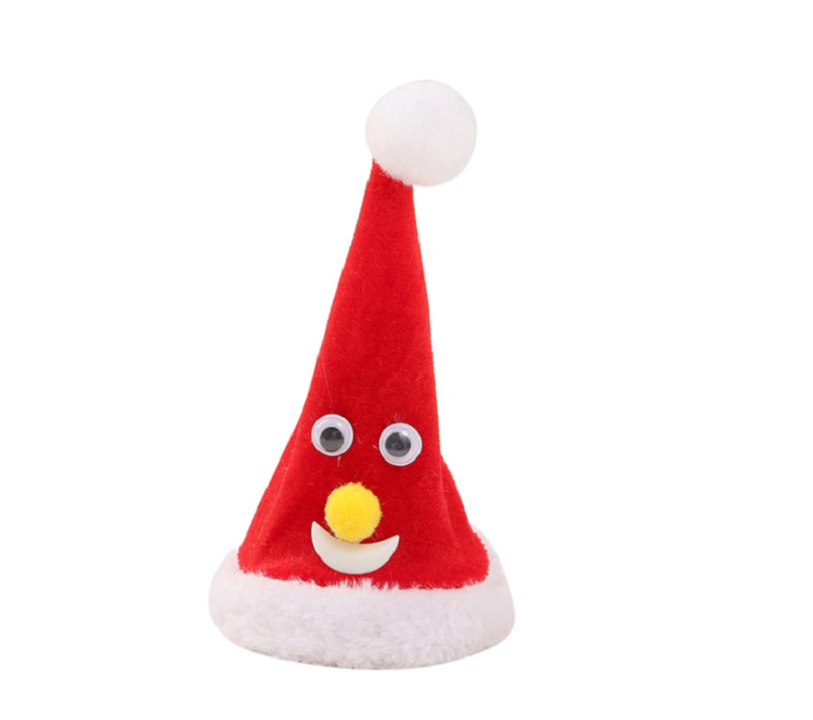 Vrolijke pluche dansende kerstmuts als unieke kerstdecoratie of grappig cadeau voor de feestdagen.