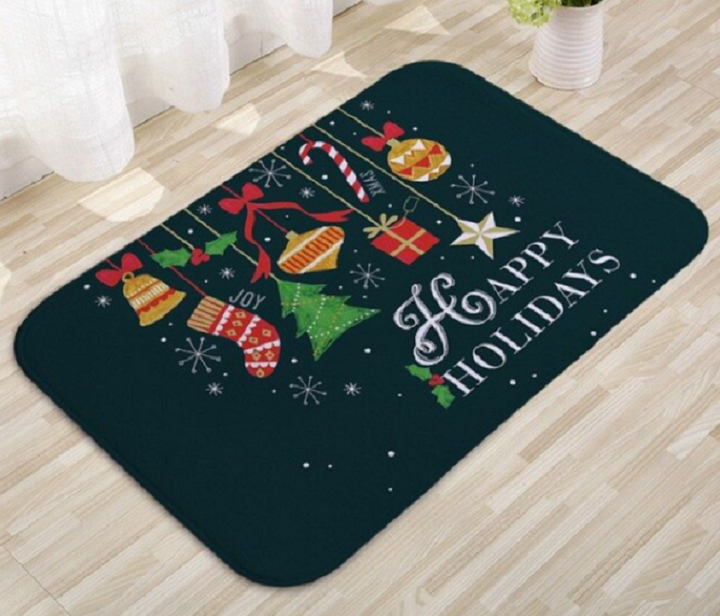 Feestelijke kerst deurmat met warme welkomsttekst voor een gezellige entree.