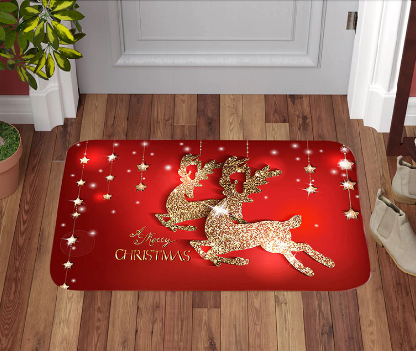 Antislip kerstmat voor de voordeur, flanel en decoratief voor de feestperiode.