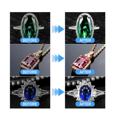 Voor en na: matte ring wordt glanzend na reiniging met krachtige sieradenreiniger voor goud en zilver.