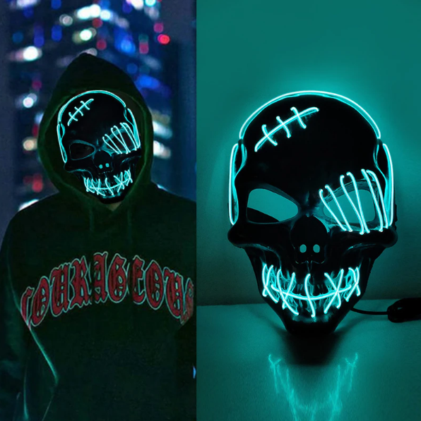 Gedetailleerd Vendetta cosplay masker, lichtgevend, voor authentieke vermommingen en acts.