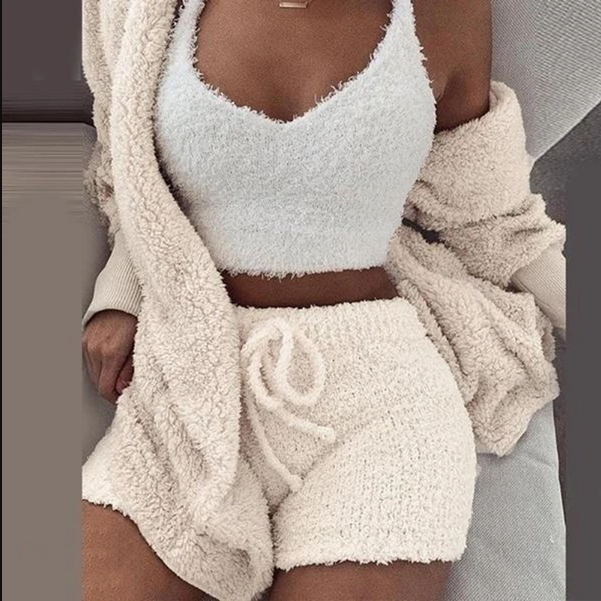 Warme gebreide dames loungewear, tweedelige set voor ultiem comfort in de winter.
