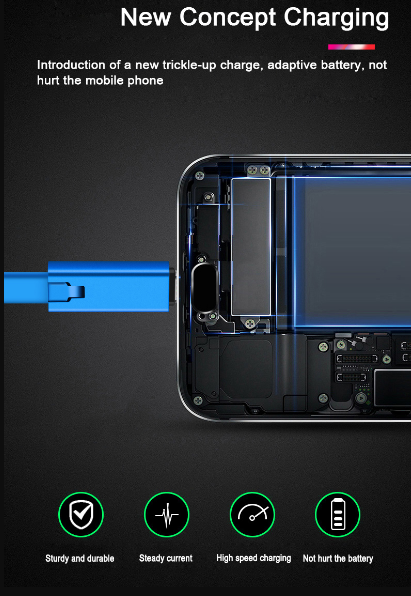 Duurzame flexibele USB oplaadkabel voor smartphones. Zelfherstellend, snel ladend en compatibel met alle modellen.
