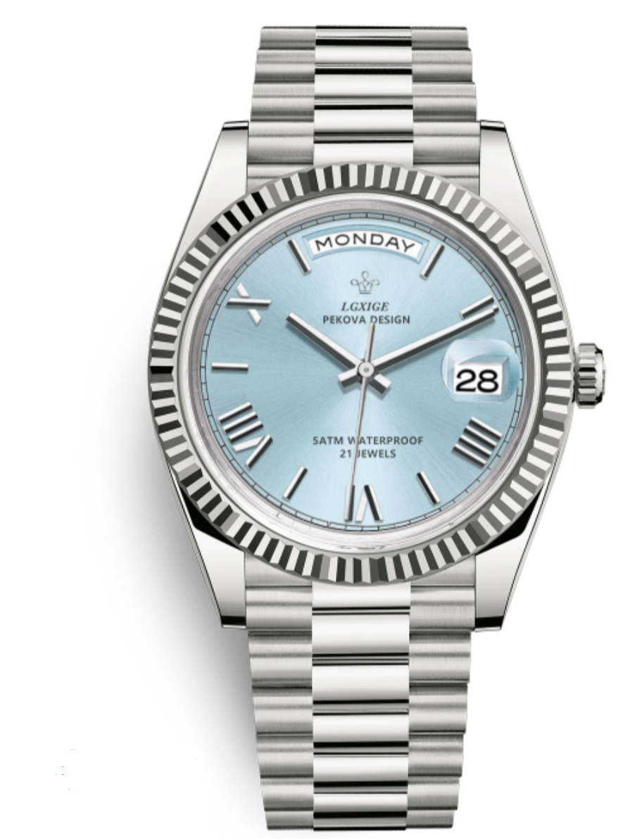 Heren automatisch horloge van roestvrij staal met kalenderfunctie. Tijdloos en elegant accessoire voor mannen.