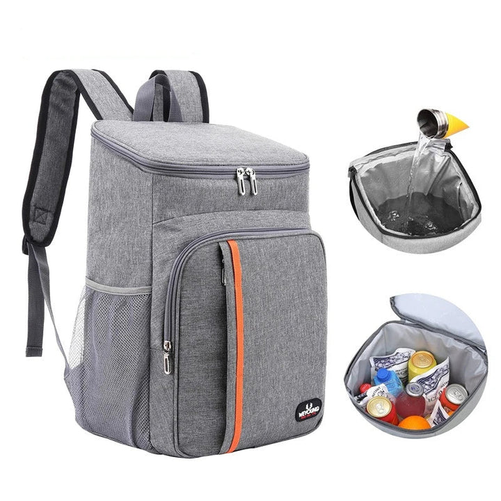 Beige isolatietas 18L waterdicht, perfect voor maaltijdopslag, houdt drankjes en eten koel op reis.