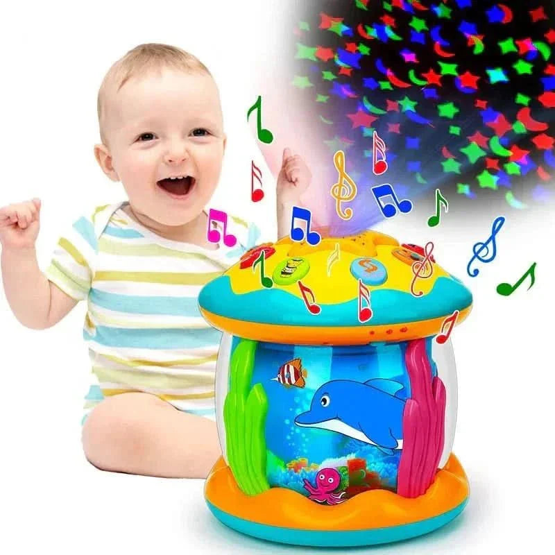 Educatieve speelgoed trommel met licht en geluid, perfect als cadeau voor baby's, stimuleert ontwikkeling.