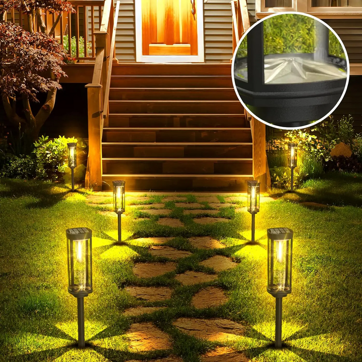 EcoGlow solarlamp voor oprit of pad. Creëert veilige en sfeervolle LED buitenverlichting. Weerbestendig.
