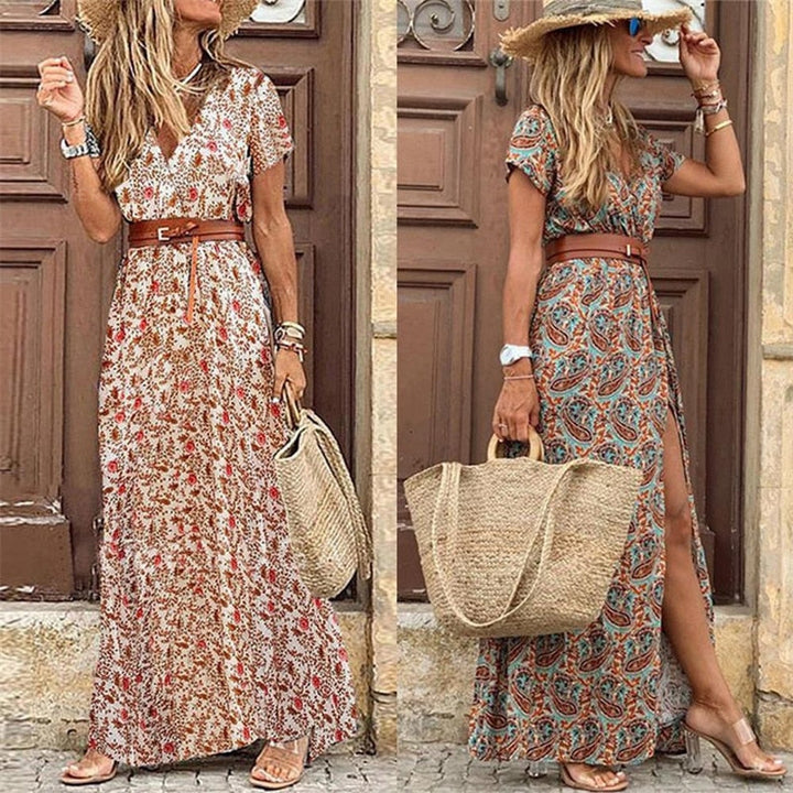 FloriekesDress lange bohemian zomerjurk voor dames, met trendy print. Comfortabel en stijlvol voor voorjaar.