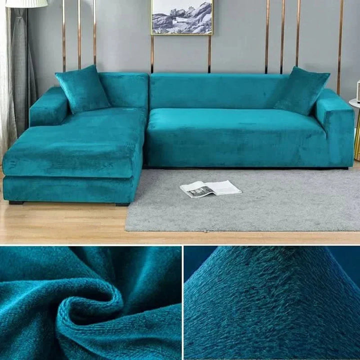 Comfortabele velours bankhoes, elastisch en antislip design, luxe.