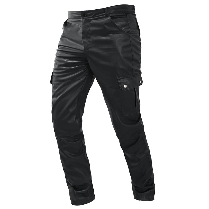 Comfortabele heren cargo broek met praktische zijzakken en cool leereffect. Voor een moderne casual look.