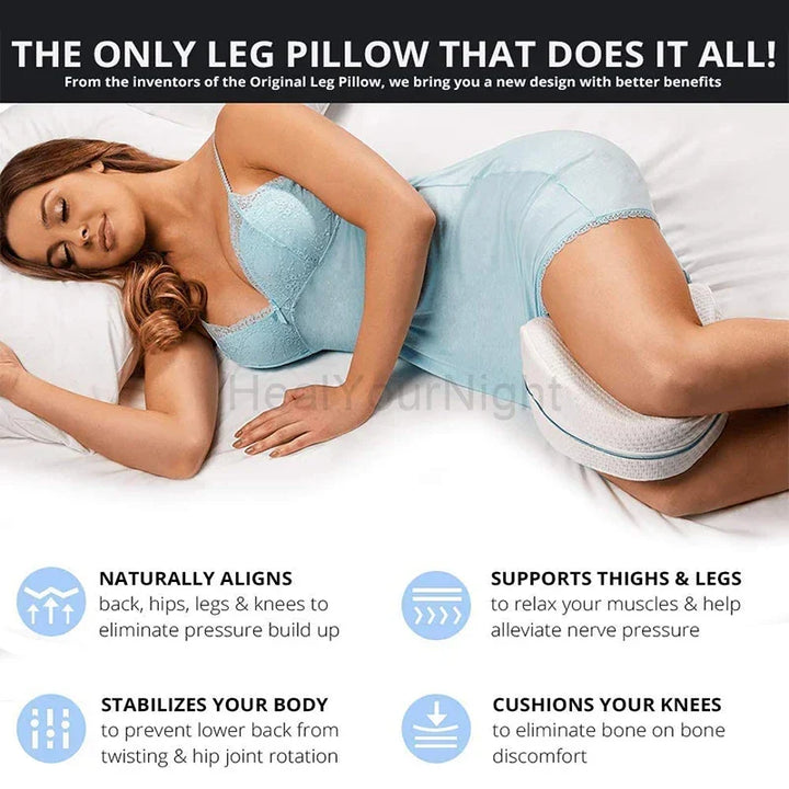 Zijslaper beenkussen van ComfortFoam traagschuim, ondersteunt benen en verlicht heup- en rugpijn voor beter slaapcomfort.