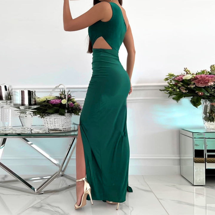 Chique groene damesjurk, perfect als feestjurk voor een speciale gelegenheid. Elegant en stijlvol ontwerp.