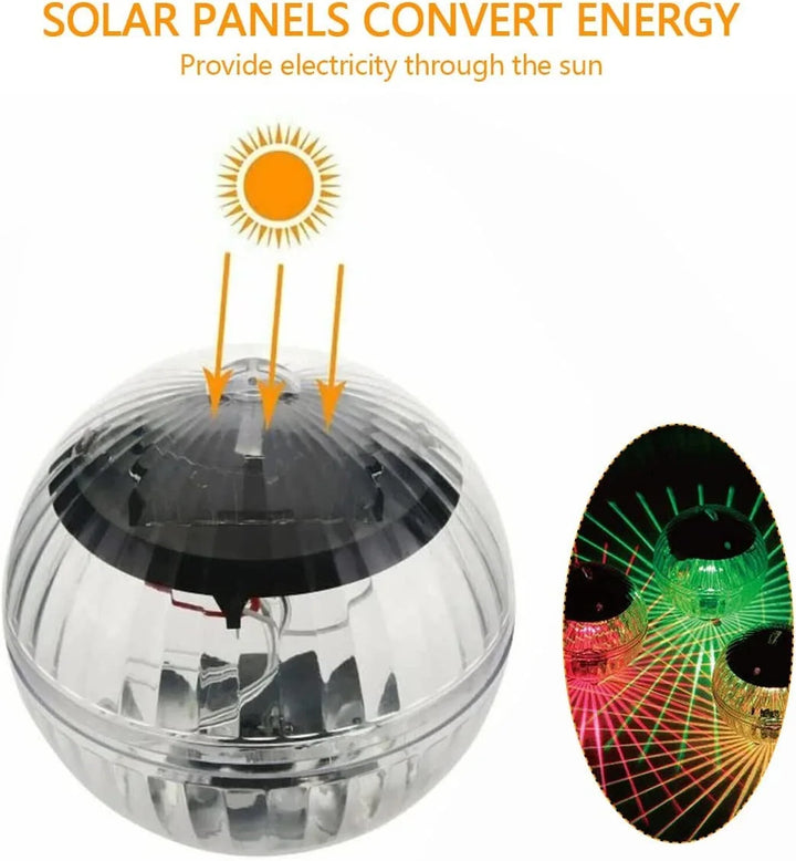 LumiGlobe zonne-energie drijflamp voor zwembad & tuin. RGB LED verlichting met automatische kleurverandering, waterdicht.