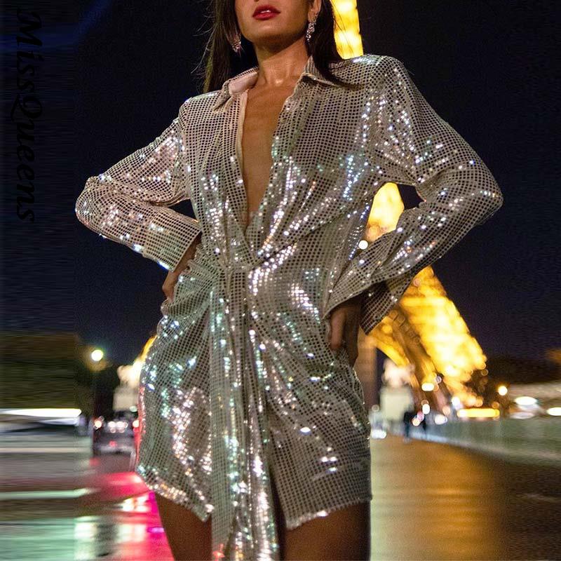 Elegante dames glitterjurk met pailletten, perfect voor elk feest of cocktailparty.