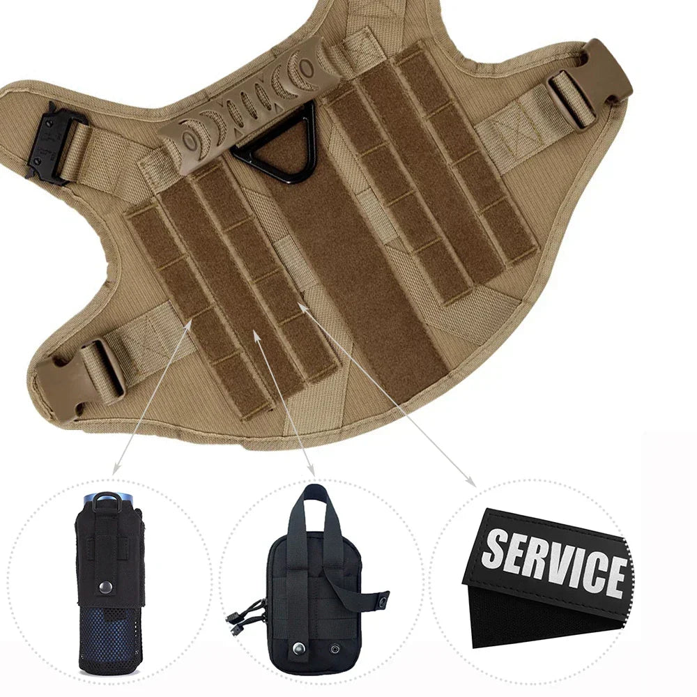 Robuust tactisch hondentuig, perfect voor K9 training en dagelijks wandelen. Verstelbaar en van sterk nylon.