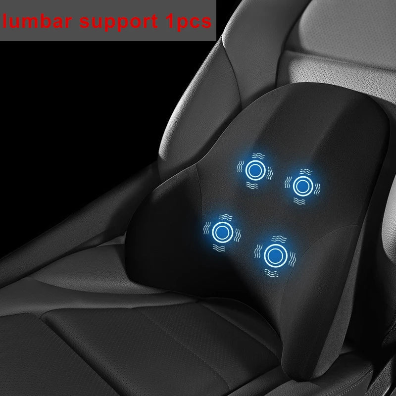 Stijlvol grijs auto kussen met massagefunctie, ideaal voor lange ritten en dagelijks woon-werkverkeer.
