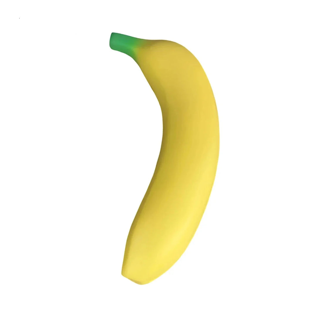 Heldere gele banaan squishy, uniek stressbal design als sensorisch speeltje voor ontspanning.