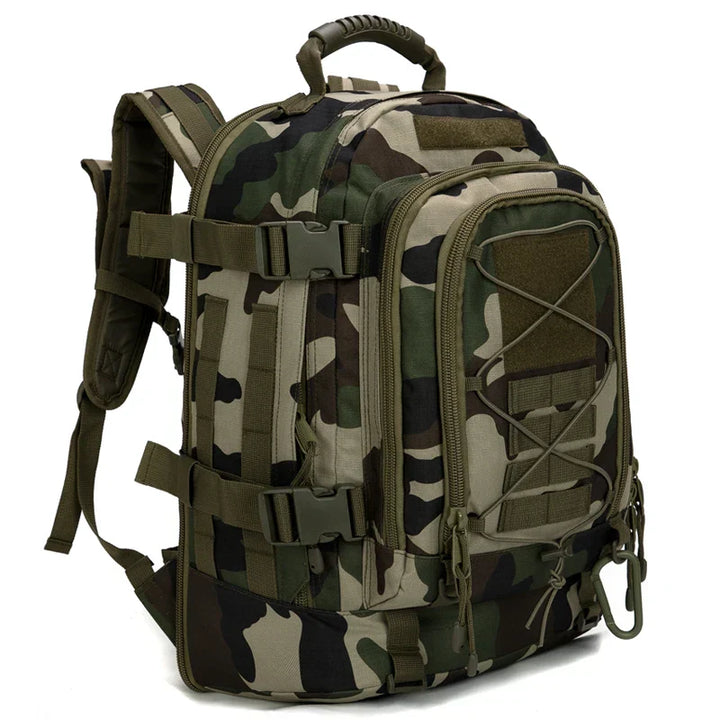 Molle compatibele 65L tactische rugzak, ideaal voor militaire toepassingen en outdoor gebruik.