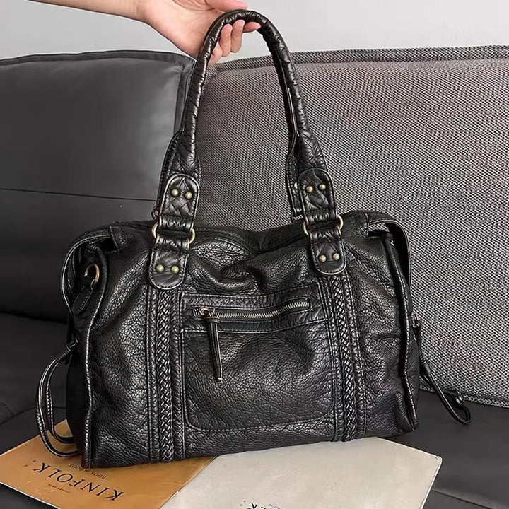 Klassieke zwarte handtas voor dames, elegante schoudertas in retro stijl, ideaal als werktas en dagelijkse tas.