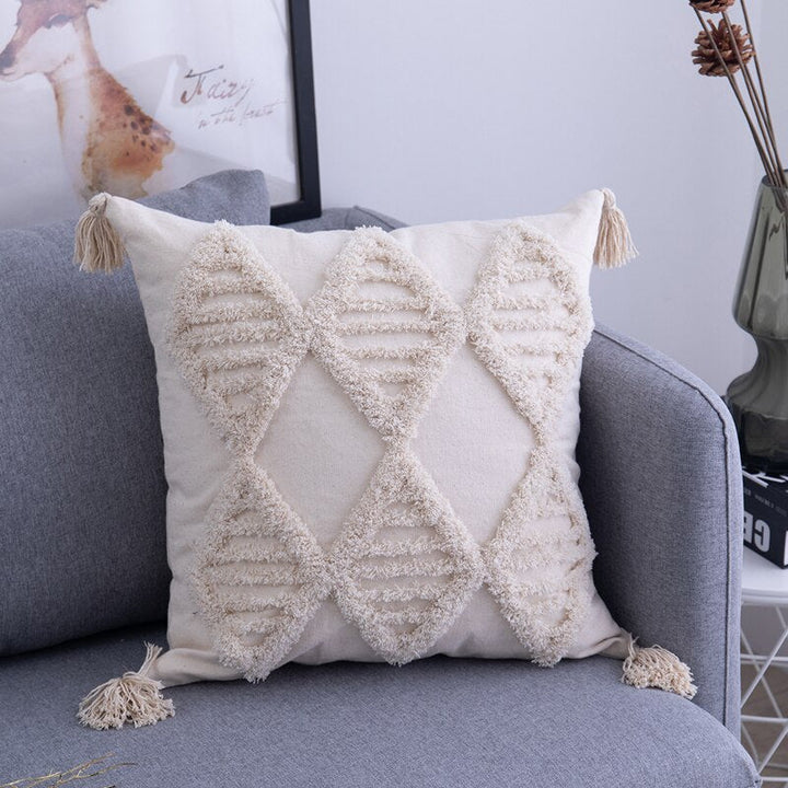 Sfeervolle boho tuinkussenhoes met duurzaam design, perfect voor een gezellige en ontspannen buitenruimte.