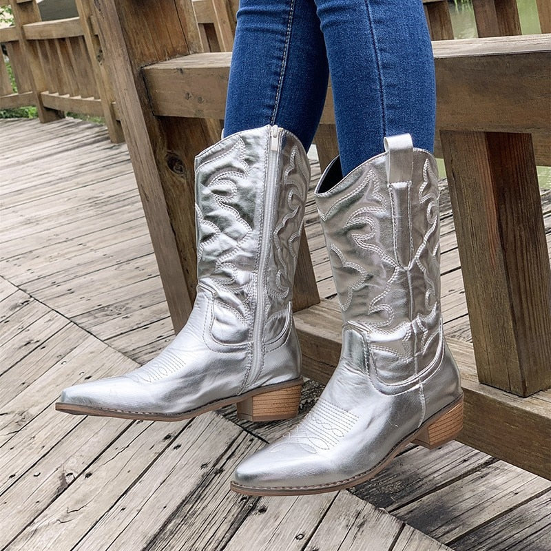 Authentieke retro dames cowboylaarzen, westernstijl Daisy. Maak elke outfit compleet met deze trendy boots.