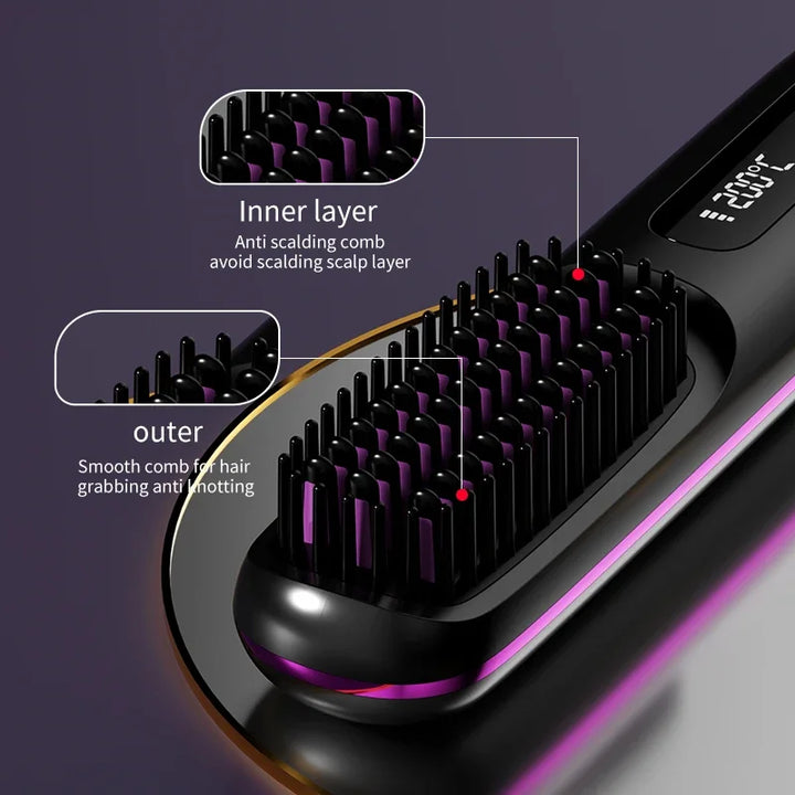 Glanzend haar creëren met de draadloze haarstyler; keramiek & ionen zorgen voor professionele haarstyling.