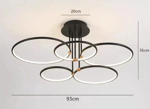 Veelzijdige LED plafondlamp, geometrisch ring design voor woon- of eetkamer, moderne look.