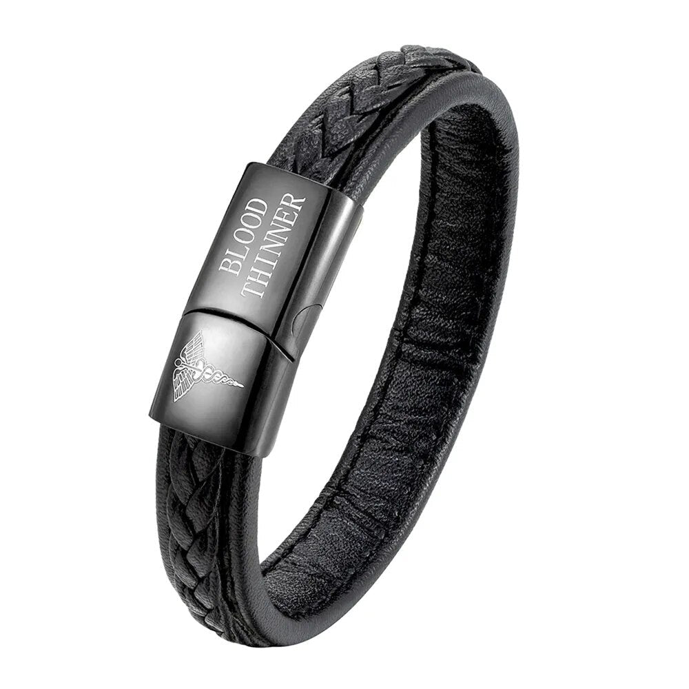 Praktische heren medische armband van duurzaam RVS, voor snelle identificatie in noodgevallen.