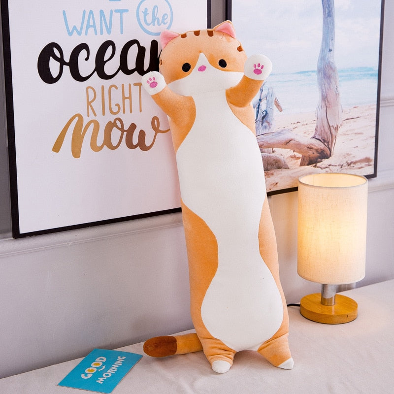Decoratief kattenkussen, lang en knuffelbaar, perfect cadeau voor elke dierenliefhebber en kattenfan.
