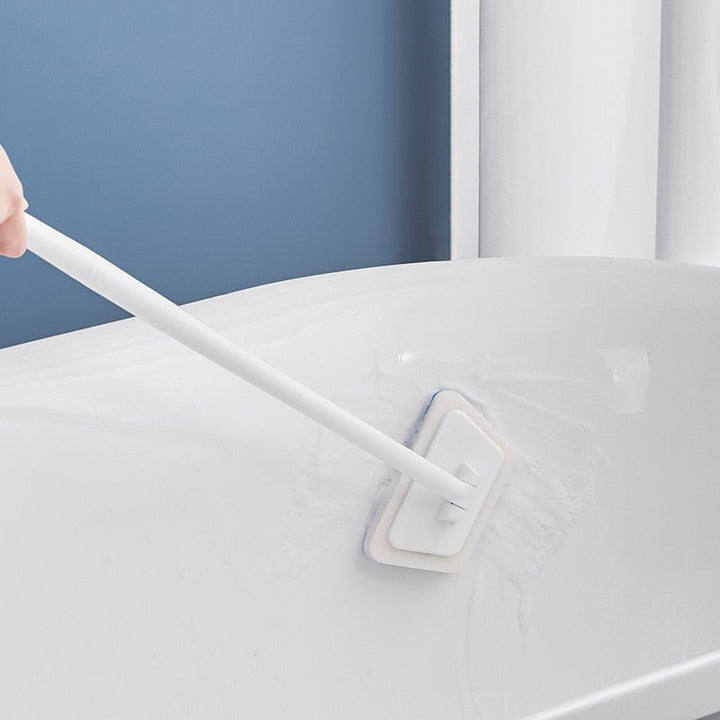 Ergonomische schoonmaakborstel met lange steel; ideaal voor vloeren, muren en moeilijk bereikbare plekken.