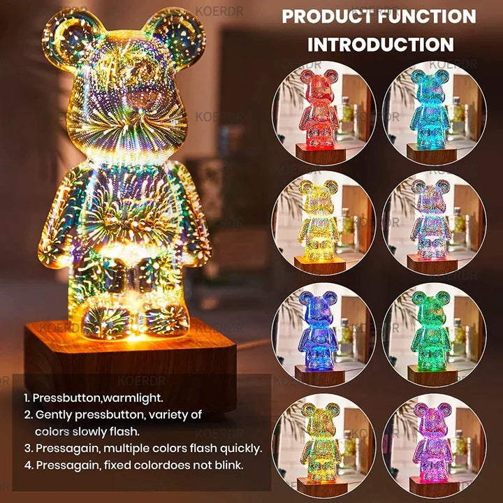 Een veelzijdige sfeerlamp die 3D vuurwerk effecten projecteert, ideaal als nachtlamp of feestverlichting.