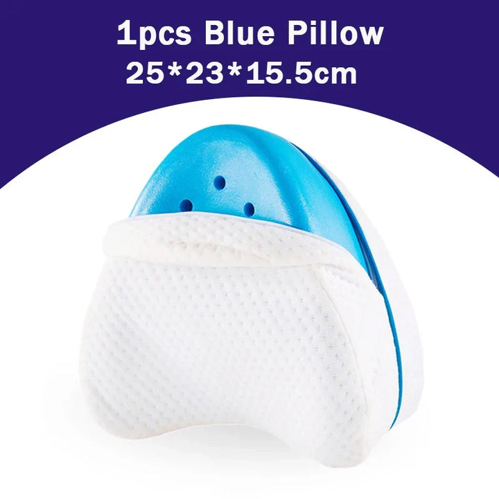 ComfortFoam orthopedisch traagschuim beenkussen voor zijslapers, met focus op rugpijn verlichting en optimaal slaapcomfort.