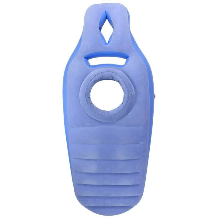 Veelzijdig opblaasbaar kussen: perfect als zwangerschapskussen of comfortabele yogamat voor ontspanning.
