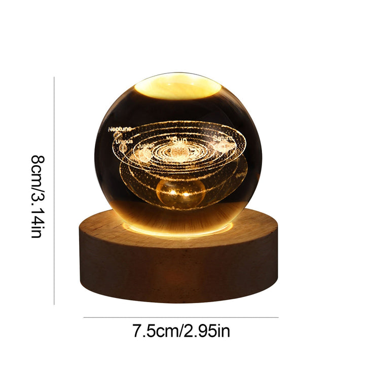 Unieke kristallen lichtbol met 3D planeten. Geweldig cadeau en sfeermaker.