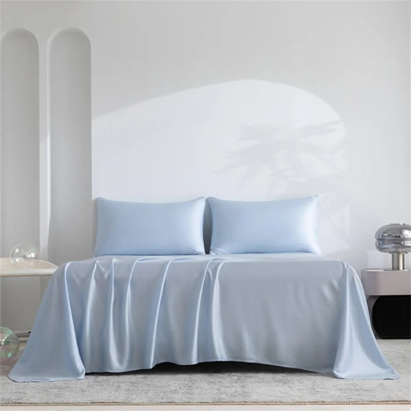 Modern, stijlvol zijdezacht laken; luxe beddengoed dat past bij elke huisdecoratie.
